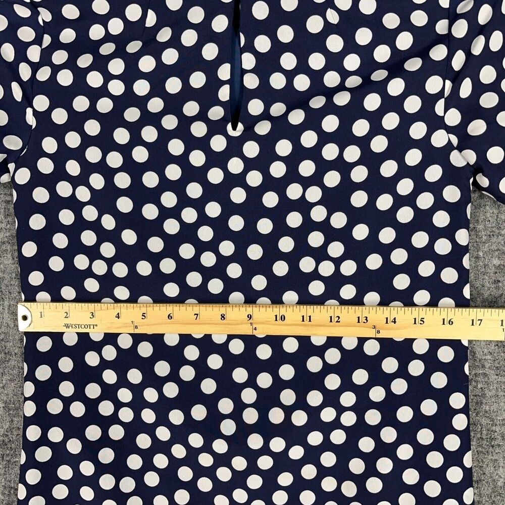 J Crew Polka Dot Shirt Dress Womens 00 Blue Lined Business Casual Cottage Chic - Picture 10 of 12